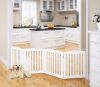 Picture of PAWLAND Wooden Freestanding Foldable Pet Gate for Dogs, 24 inch 4 Panels Step Over Fence, Dog Gate for The House, Doorway, Stairs, Extra Wide (White, 24" Height-4 Panels)