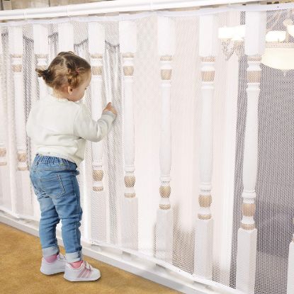 Picture of Baby Gates for Stairs with Banister, Guard Safety Net for Baby, 10ft x 3ft Stair Railing Mesh Barrier for Kids, Cats, Dogs, Child Safety Rail Guard, White
