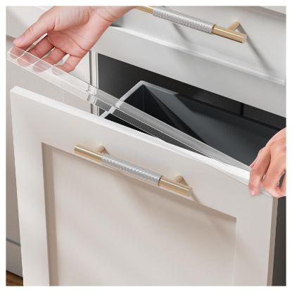 Picture of 2 Pack Cabinet Protectors for Kitchen Cabinets, 18" Length Clear Cabinet Door Protector Edge Guard 3/4" Thick for Kitchen Drawer Fronts, Slip-On Plastic Edge Guard to Protect Sink & Trash Drawer