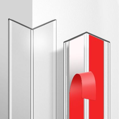 Picture of Magicheap 4 Pack Wall Corner Protector, Self Adhesive Corner Protectors for Walls, Easy to Install Edge Guard Strip for Furniture Cabinet Shelf Drywall Baseboard Desk, 17.7in x 1.18in, Clear