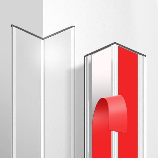 Picture of Magicheap 4 Pack Wall Corner Protector, Self Adhesive Corner Protectors for Walls, Easy to Install Edge Guard Strip for Furniture Cabinet Shelf Drywall Baseboard Desk, 17.7in x 1.18in, Clear