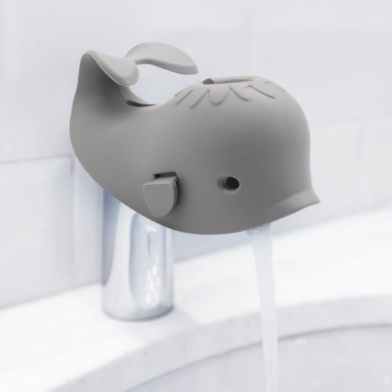 Picture of Baby Bathtub Faucet Cover, Faucet Cover Baby Bathtub Spout Cover, Bath Spout Protective Cover, Bathtub Safety Spout Guard, Baby Safety Protection Silicone Kit, Grey Whale Protector