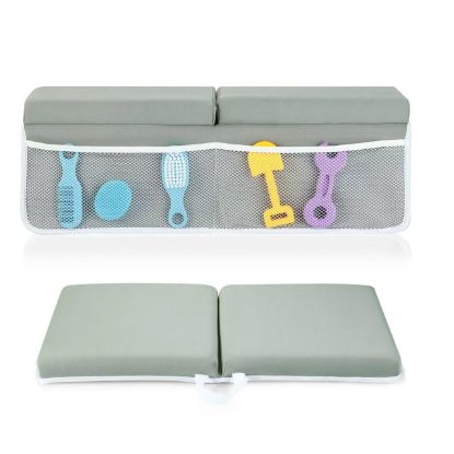 Picture of PandaEar Baby Bath Kneeler & Elbow Rest Pad, Comfortable Non-Slip Kneeling Mat Cushion with Toy Organizer Storage Pockets, Foldable Foam Mat for Toddler Bathroom Bathing Time (Grey)