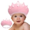 Picture of Baby Shower Cap Shield, Baby bath set shower cap, Visor Hat for Eye and Ear Protection for 0-9 Years Old Children,Cute Crown Shape Makes the Baby Bath More Fun (Pink)