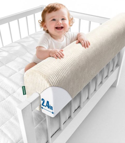 Picture of AEOCOO Bed Bumpers for Toddlers, Size 3 Ft, Toddler Bed Rail Bumper Protector for Loft Beds & Bunk Beds, Premium Soft Memory Foam Bed Guardrail, Anti-Bump | Fall Prevention, Beige