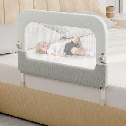 Picture of omzer Bed Guard Rail for Toddlers - 32inch Folding up & Adjustable Heights Baby Bed Safety Rails - Portable Toddler Bed Barrier Railing Guard for Kids Twin, Bunk, Queen, Full Size Bed