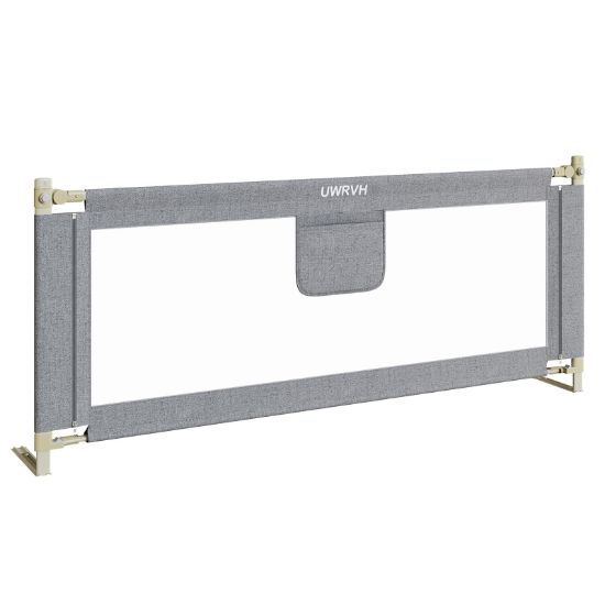 Picture of UWRVH Bed Rails for ToddlersToddler Bed RailsBed Rail for Baby - Adjustable Height Bed Guard with Child Safety Lock, Universal Fit for King/Full/Twin Beds (Grey, 1 Side 74.8Inch)