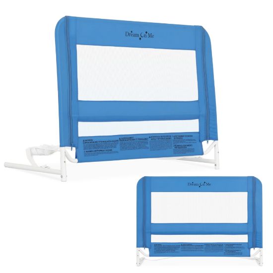 Picture of Dream On Me Mesh Security Bed Rail - Toddler Safety Guard with breathable mesh, reinforced anchor system, lightweight, portable, fits adult twin-size beds, Blue