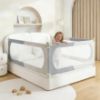Picture of VIUEANR Bed Rail for Toddlers Twin, Full, Queen, King & Cal kingMattress Size | Swing Down Rail Guard | Mattress Side Rail for Kids (Gray and White, (3 Sides for Queen Size) 79.9x79.9x59.8 Inch)