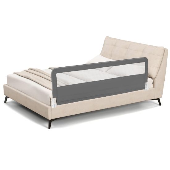 Picture of BABY JOY Bed Rails for Toddlers, 71'' Extra Long, Swing Down Bed Guard w/Safety Strap, Folding Baby Bedrail for Kids Twin, Double, Full Size Queen & King Mattress (71-Inch, Gray)