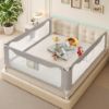 Picture of Updated King Size Bed Rail for Toddlers: 3-Side Protection Bedrail with Headbroad for King Bed - Extral Tall Adjustable Child Safety Side Railing Guards for Infants Kids Child(78.7x78.7X 74.8)