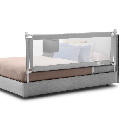 Picture of BABY JOY Bed Rail for Toddlers, 77'' Extra Long, Height Adjustable & Foldable Baby Bed Rail Guard w/Storage Pocket & Double Safety Child Lock for Kids Twin Double Full Size Queen King Mattress (Gray)
