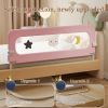 Picture of HIQNWTO Bed Rail for Toddlers, Foldable Baby Bed Rail Guard, Adjustable, Safety, Convenient, Guard Rails with Twin, Full, Queen& King Size (Pink Cartoon, 59inch)