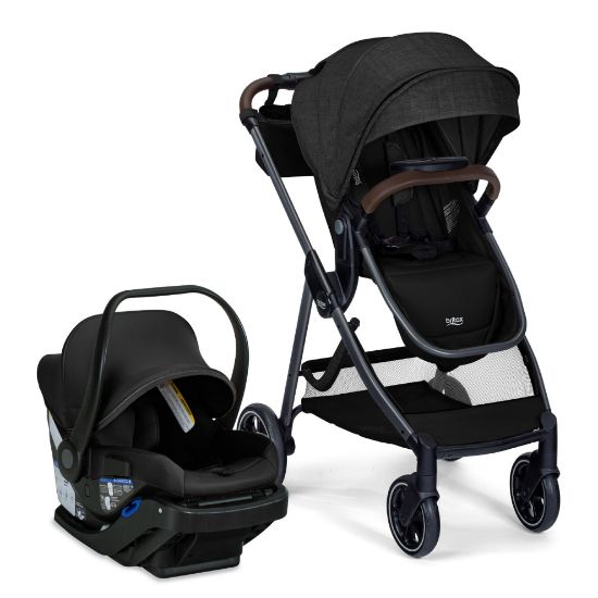 Picture of Britax Phases Travel System with Arbor Infant Car Seat, StayTight Base, & Parent Organizer; Car Seat and Stroller Combo with DuoConnect; 6-in-1 Stroller Includes Pramette Mode Raven Black