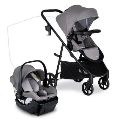 Picture of Britax Willow Brook Travel System, Car Seat Stroller Combo With Willow Infant Car Seat, Aspen Base, and Brook Stroller; ClickTight Technology, RightSize System and 4 Ways to Ride - Graphite Glacier