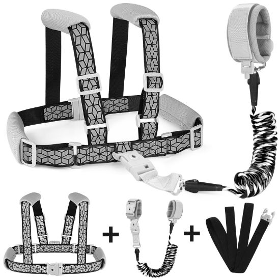Picture of Accmor Toddler Harness Leash, Reflective Kid Harness with Anti Lost Wrist Link, Child Walking Harness Kids Leash Wristband Belt with Lock for Baby Boys Girls to Outdoor Travel