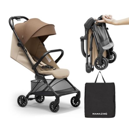 Picture of MAMAZING Ultra Air X Travel Stroller - Ultra-Lightweight Under 10 lbs, Carbon Fiber Frame & Airplane Friendly, Lightweight Stroller with Reclining Seat, UPF 50+ Canopy & Travel Bag