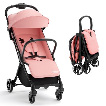 Picture of INFANS Ultra-Compact Fold Airplane Ready Travel Stroller, One-Hand Gravity Fold Near Flat Recline Seat, Foldable Toddler Stroller for Infant 6-36 Month