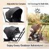 Picture of SPWVIP Double Stroller,Sit-Stand Lightweight Travel Folding Stroller for Toddler with Standing Platform,5-Point Harness,Canopy,Kids Tray,Storage