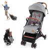 Picture of HONEY JOY Travel Stroller, One-Hand Quick Fold Lightweight Umbrella Stroller for Airplane, Wrist Wrap & Net, Multi-Position Recline, Overhead Friendly Compact Stroller for Newborn and Toddler(Gray)