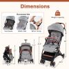 Picture of HONEY JOY Travel Stroller, One-Hand Quick Fold Lightweight Umbrella Stroller for Airplane, Wrist Wrap & Net, Multi-Position Recline, Overhead Friendly Compact Stroller for Newborn and Toddler(Gray)