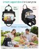 Picture of Qualyphant Extra Large Diaper Bag Backpack for Two Kids Twins - Expandable Baby Bag (26-36L), Dual Big Compartments - Includes Changing Pad & Stroller Straps, Unisex Black