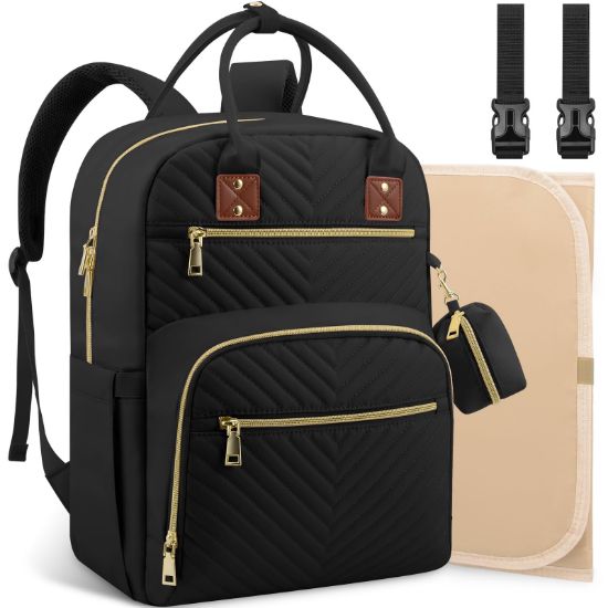 Picture of Tenot Baby Diaper Bag Backpack, Travel Diaper Bags for Baby Girl Boy Large Capacity Baby Bag Backpack for Women Black