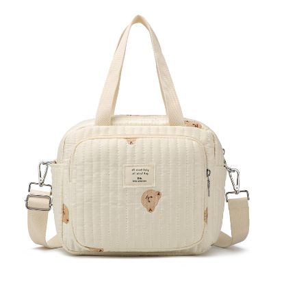 Picture of Small Diaper Bag Tote, Crossbody Diaper Bag Mini Purse with 7 Pockets, Travel Baby Bag for Boys & Girls, 2 Bottle Pocket, Off White