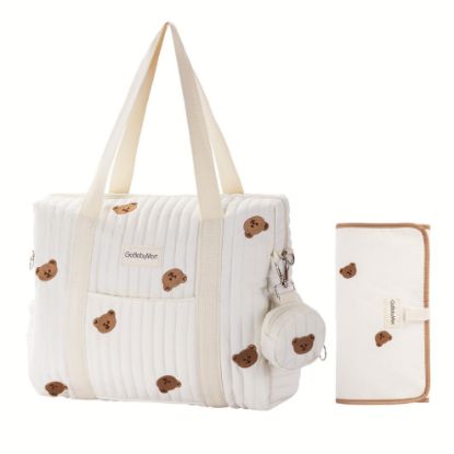 Picture of GOBABYMART 3pc Diaper Bag Tote Set, Hospital Bag for Labor & Delivery, Maternity Travel Bag with Changing Pad & Pacifier Case