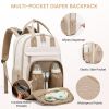 Picture of LOVEVOOK Diaper Bag Backpack, Baby Bag with Changing Pad, Large Diaper Backpack Boy Girl, Waterproof Baby Registry Bag for Mom Dad with Stroller Buckles, Beige-khaki