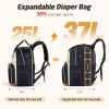 Picture of Tonyeee Diaper Bag Backpack - Extra Large Diaper Bag for 2 Kids Twin, Travel Baby Bags for Mom Dad 25-37L Expandable with Changing Pad Earphone Hole, Apricot Black