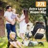 Picture of Tonyeee Diaper Bag Backpack - Extra Large Diaper Bag for 2 Kids Twin, Travel Baby Bags for Mom Dad 25-37L Expandable with Changing Pad Earphone Hole, Apricot Black