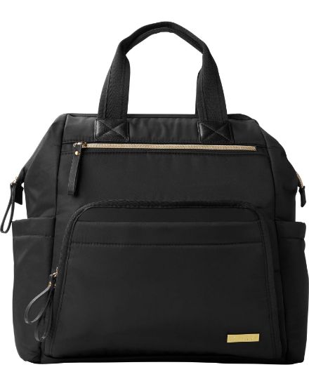 Picture of Skip Hop Diaper Bag Backpack: Mainframe Large Capacity Wide Open Structure with Changing Pad & Stroller Attachement, Black with Gold Trim