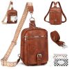 Picture of MYHOZEE 2-in-1 Small Diaper Bag Crossbody for Women & Men, Vegan Leather Sling Backpack Purse with Instant Wipes Pocket, Waterproof Travel Chest Bag, Dog Walking Bag, Gift for New Mom Dad, Brown