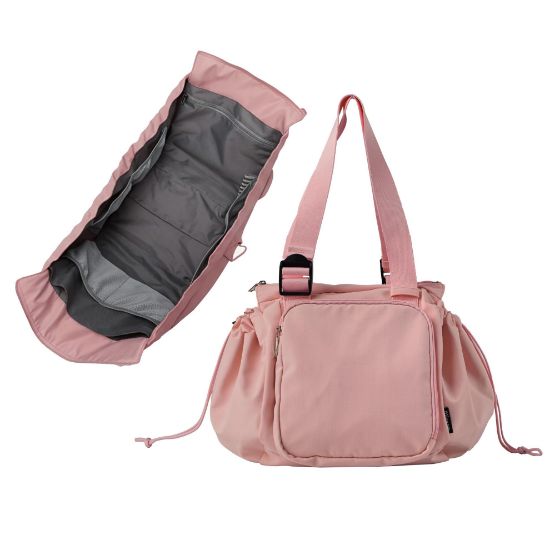 Picture of Diaper Bag Tote with 16 Compartments, Premium Nylon Taslon Fabric, Convertible Travel Bag with Trolley Sleeve, Hanging Car Seat Organizer, 3-in-1 Work Shoulder Bag for Teacher Nurse (Matte Pink)