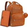 Picture of ROSEGIN Premium Vegan Leather Diaper Bag Backpack with Waterproof Changing Pad, Reinforced Zippers & Odor-Free, 20 Pockets Pro Organizer, Fits 15.6" Laptop, Stroller Straps, Baby Bag for Mom, Brown