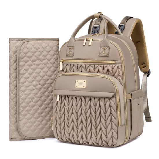 Picture of Tealari Diaper Bag Backpack,Stylish Baby Diaper Bag,Waterproof Travel Diaper Backpacks Baby Bags with Changing Pad,Stroller Straps,Insulated Pockets (Khaki)
