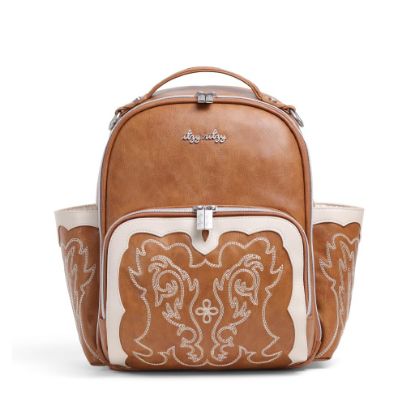 Picture of Itzy Ritzy Mini Diaper Bag Backpack - Chic, Compact Mini Plus Backpack with Changing Pad, 10 Pockets (6 Internal, 4 External), Grab-Top Handle & Rubber Feet (Saddle)