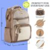 Picture of Itzy Ritzy Diaper Bag Backpack - Large Capacity Boss Plus Baby Backpack Diaper Bag Featuring 19 Pockets, Changing Pad, Stroller Clips, and Comfortable Straps (Vanilla Latte)
