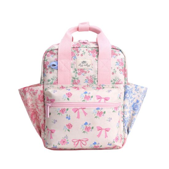 Picture of Itzy Ritzy Toddler Backpack - Daycare Bag - Features Adjustable Shoulder Straps, 2 Side Pockets & Spacious Interior with Wipeable Fabric Lining & Name Label, Ribbons & Roses Backpack