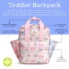 Picture of Itzy Ritzy Toddler Backpack - Daycare Bag - Features Adjustable Shoulder Straps, 2 Side Pockets & Spacious Interior with Wipeable Fabric Lining & Name Label, Ribbons & Roses Backpack