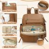 Picture of Omanmoli Diaper Bag Backpack Large Baby Diaper Bag Leather with 17 Diaper Bag Organizing Pouches,Changing Pad,Stroller Straps,4 Insulated Pockets,Brown