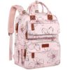 Picture of Diaper Bag Backpack, Baby Girl Diaper Bag for Mom, Large Pink Floral Diaper Bag Backpack for Girls, Waterproof Mom Backpack for Work Travel Holiday with Insulated Pockets and Stroller Straps