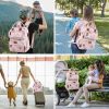 Picture of Diaper Bag Backpack, Baby Girl Diaper Bag for Mom, Large Pink Floral Diaper Bag Backpack for Girls, Waterproof Mom Backpack for Work Travel Holiday with Insulated Pockets and Stroller Straps