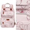 Picture of Diaper Bag Backpack, Baby Girl Diaper Bag for Mom, Large Pink Floral Diaper Bag Backpack for Girls, Waterproof Mom Backpack for Work Travel Holiday with Insulated Pockets and Stroller Straps