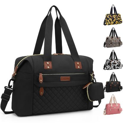 Picture of Pritent Diaper Bag Tote - Diaper Baby Bags with Pacifier Case, Shoulder Straps, Stroller Clips, Waterproof Large Mommy Maternity Travel Baby Bag for Mom and Dad, Medium, Black