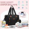 Picture of Pritent Diaper Bag Tote - Diaper Baby Bags with Pacifier Case, Shoulder Straps, Stroller Clips, Waterproof Large Mommy Maternity Travel Baby Bag for Mom and Dad, Medium, Black