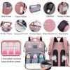 Picture of Diaper Bag with Changing Station,Diaper Bag Backpack7 in 1 Travel Baby Diaper Bag,Mommy Bag With USB Charging Port (Pink-Grey)