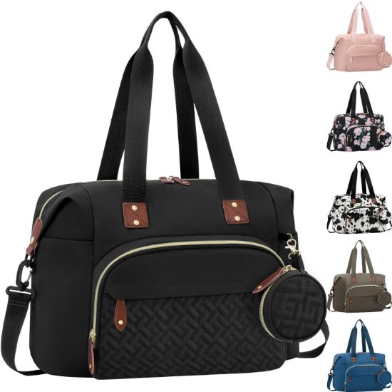Picture of Tenot Diaper Bag Tote with Pacifier Case, Baby Bag for Women with Shoulder Straps, Travel Diaper Tote for for Mom and Dad Medium Size, Black