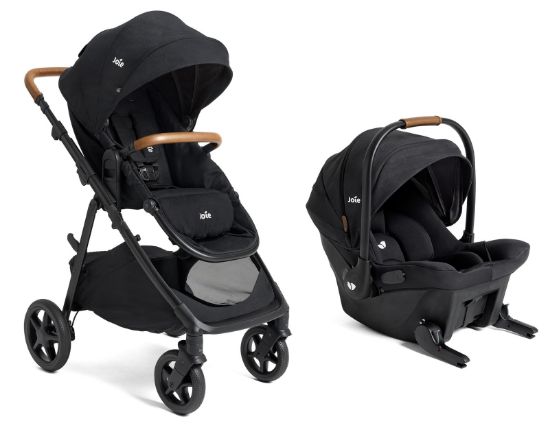 Picture of Joie Ginger and Mint Latch Travel System - 4-in-1 Travel System with Base-Free Infant Car Seat & Stroller, Built-in Latch for Easy Install and an Included All-Terrain Stroller (Shale Dark)